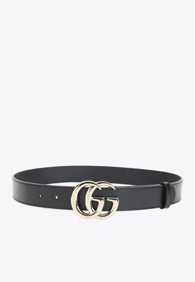 Gucci Double G Marmont Leather Belt In Black