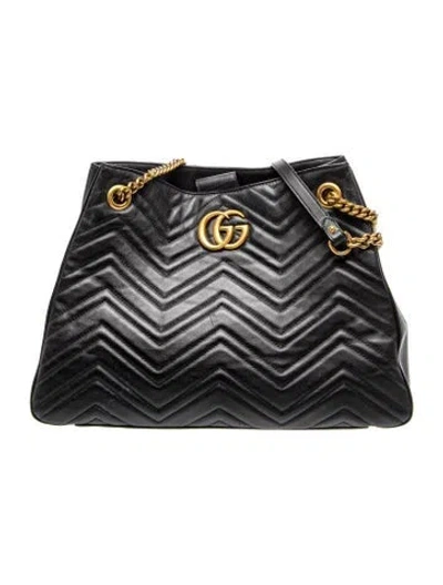 Pre-owned Gucci Double G Marmont Medium In Black