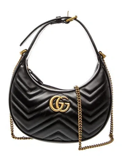 Pre-owned Gucci Double G Marmont Mini In Black