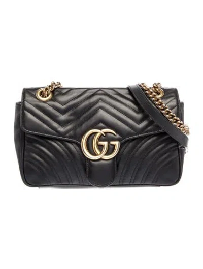 Pre-owned Gucci Double G Marmont Small In Black