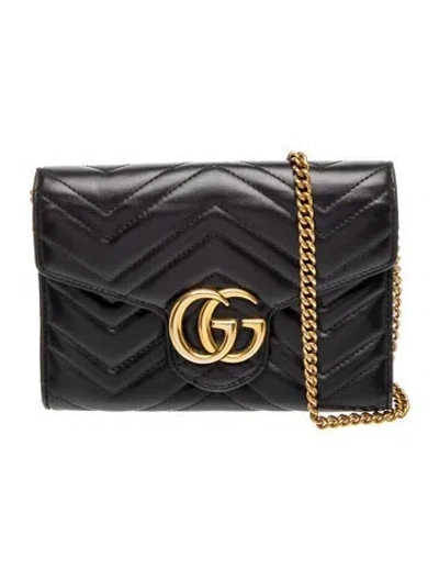 Pre-owned Gucci Double G Marmont Small In Black