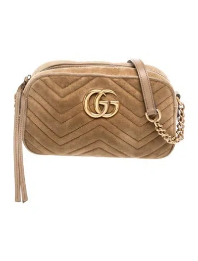 Pre-owned Gucci Double G Marmont Small In Brown