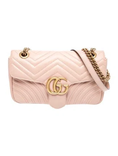 Pre-owned Gucci Double G Marmont Small In Pink