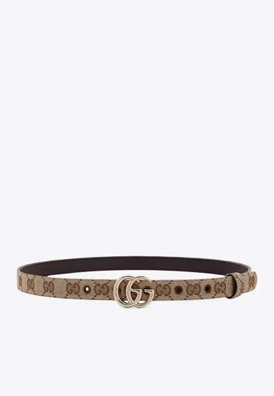 Gucci Double G Marmont Thin Belt In Sand