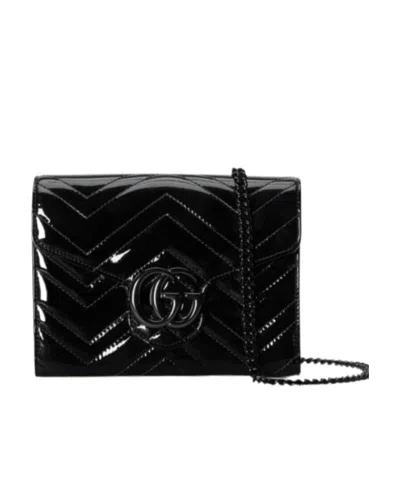 Gucci Double G Matelassé Leather Shoulder Bag In Black