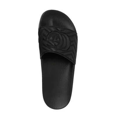 Gucci Double G Matelassé Slides In Black