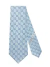 Gucci Double G Motif Handmade Silk Tie 8 X 146 Cm In Blue