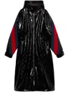 Gucci Womens Black Mix Monogram-pattern Side-stripe Shell Coat In Schwarz
