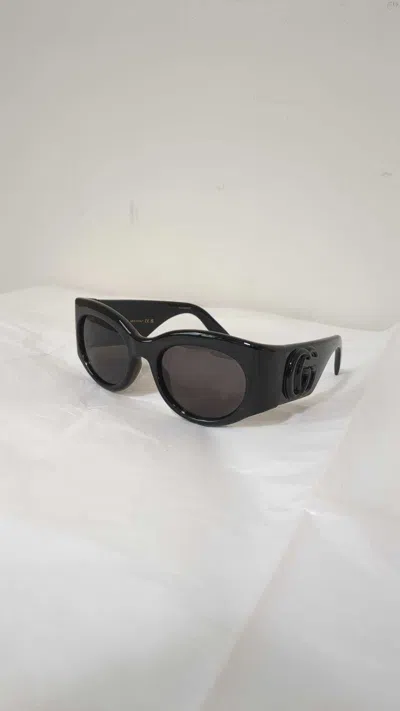 Gucci Double G Oval-frame Sunglasses In Black