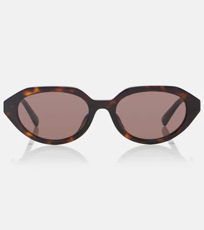 Gucci Double G Oval Sunglasses In Brown