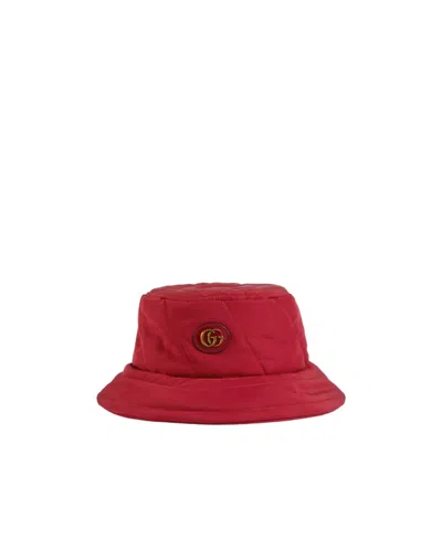 Gucci Double G Padded Buckle Hat In Red
