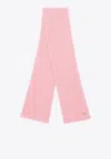 Gucci Double G Patch Knitted Cashmere Scarf In Pink