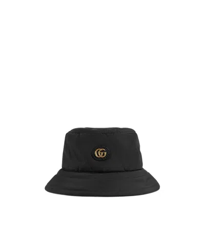 Gucci Double G-patch Quilted Bucket Hat In Black