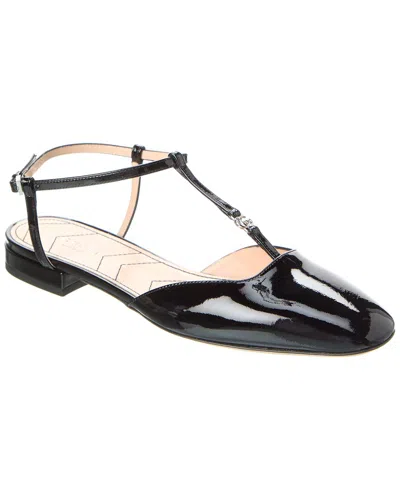 Gucci Marmont Patent Leather Ballerina Flats In Black