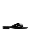 Gucci Double G Patent-leather Slides In Black