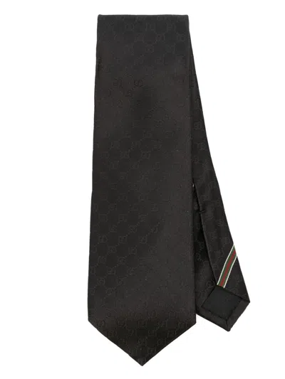 Gucci Double G Pattern Tie In Black