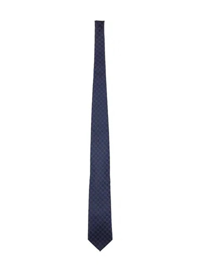 Gucci Men Double G Pattern Tie In Blue
