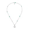 Gucci Silver Pendant Double G Necklace In Blue