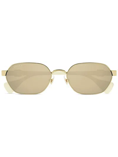 Gucci Double G-plaque Sunglasses In Gold