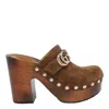 Gucci Damen-clog Mit Plateausohle Und Doppel G In Brown