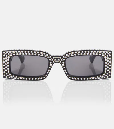 Gucci Double G Polka-dot Rectangular Sunglasses In Multicoloured