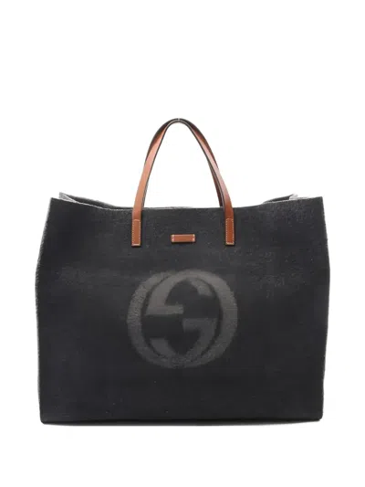 Pre-owned Gucci Double G-print Tote Bag In Gray