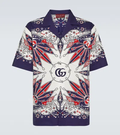 Gucci Double G Printed Cotton Bowling Shirt In Multicoloured