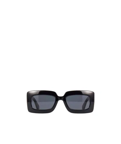 Gucci Double G Rectangle-frame Sunglasses In 001 Black Black Grey