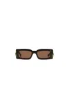 Gucci Logo-plaque Rectangle-frame Sunglasses In Brown