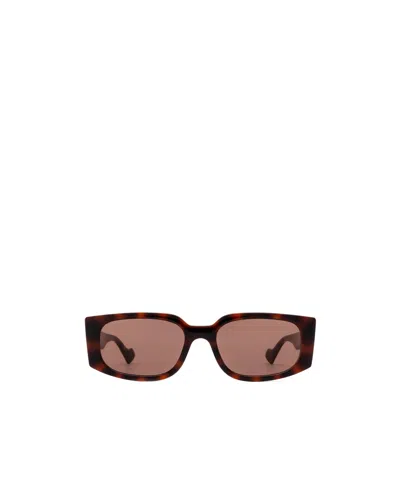 Gucci Double G Rectangle-frame Sunglasses In Brown