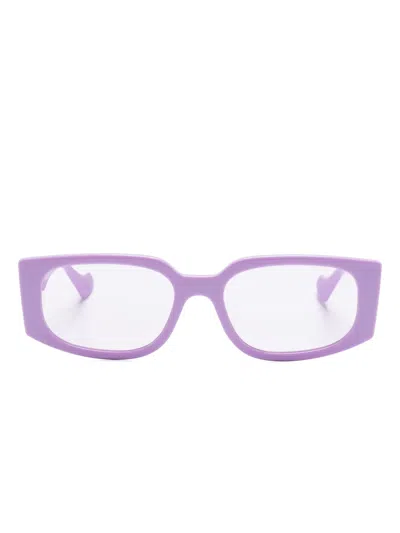 Gucci Double G Rectangle-frame Sunglasses In Purple