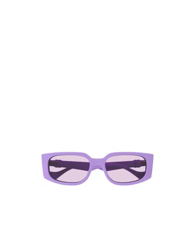 Gucci Double G Rectangle-frame Sunglasses In Purple