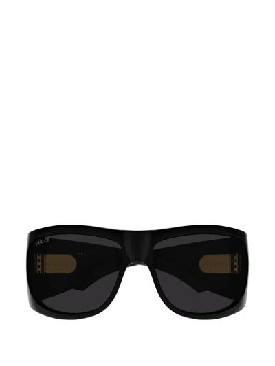 Gucci Double G Rectangle-frame Sunglasses In Black