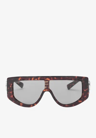 GUCCI DOUBLE G RECTANGULAR SUNGLASSES