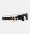 Gucci Double G Reversible Leather Belt In Black