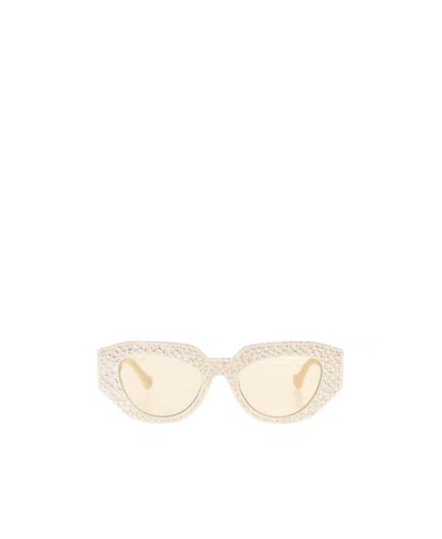 Gucci Double G Rhinestone-embellished Sunglasses In White