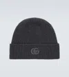 Gucci Double G Ribbed-knit Cashmere Beanie In Gray