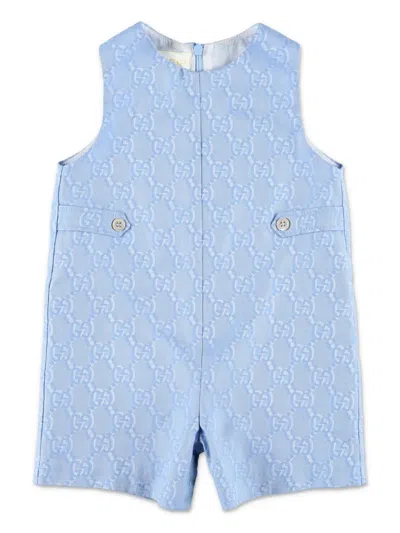 Gucci Babies' Double G Romper In Blue