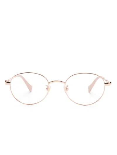 Gucci Double-g Round-frame Glasses In 粉色