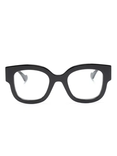 Gucci Double G Round-frame Glasses In Black