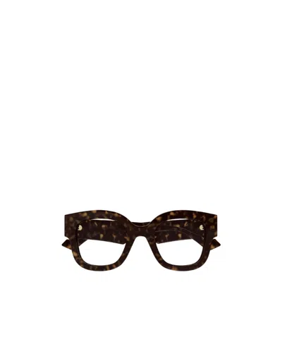Gucci Double G Round-frame Glasses In 006 Havana Havana Transpa