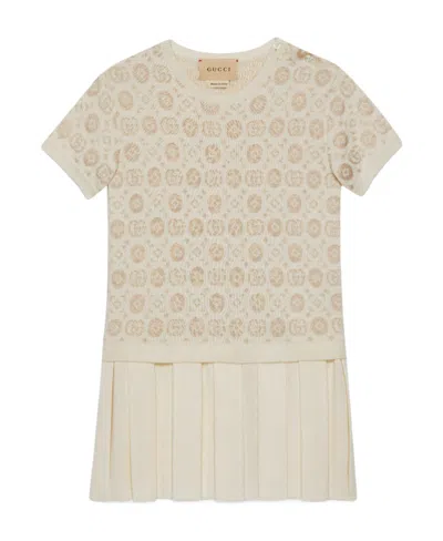 Gucci Double G Round-neck Wool Dress In White