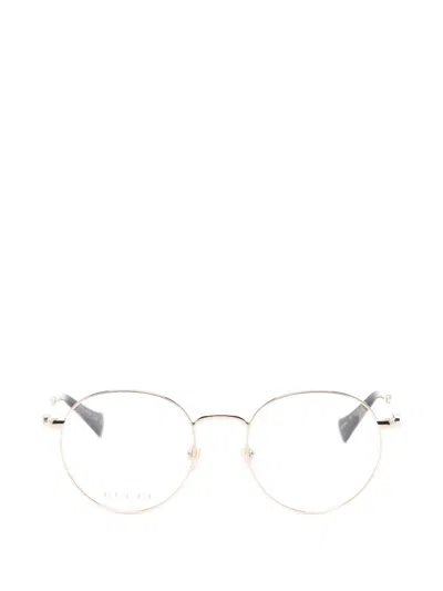Gucci Double G Round-frame Glasses In Gold
