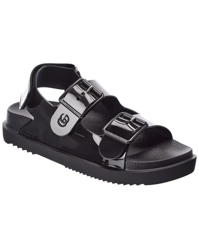 Gucci Double G Rubber Sandal In Black