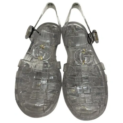 Pre-owned Gucci Double G Sandal In Grey