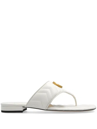 Gucci Double G Marmont Thong Sandals In Mystic White