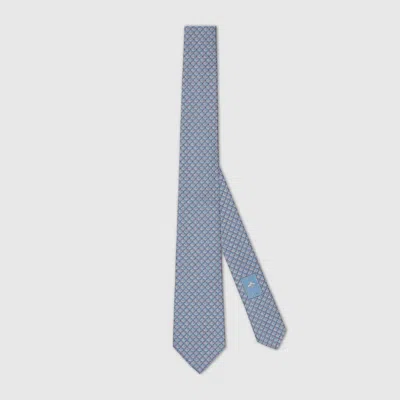 Gucci Double G Silk Jacquard Tie In Blue
