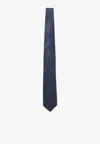 Gucci Double G Geometric Silk Tie In Blue