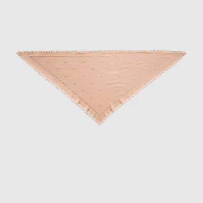 Gucci Double G Silk Wool Shawl In Neutral