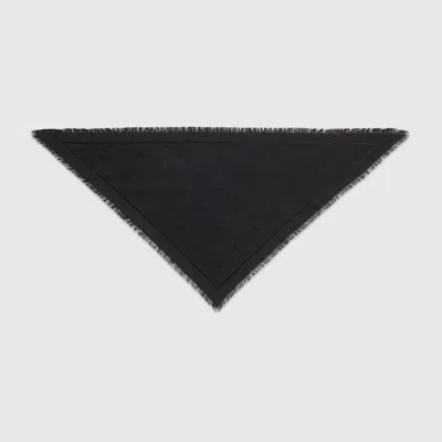 Gucci Double G Silk Wool Shawl In Black